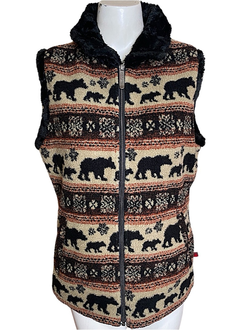 Vintage Woolrich Sherpa Vest in Bear Stripe Size S